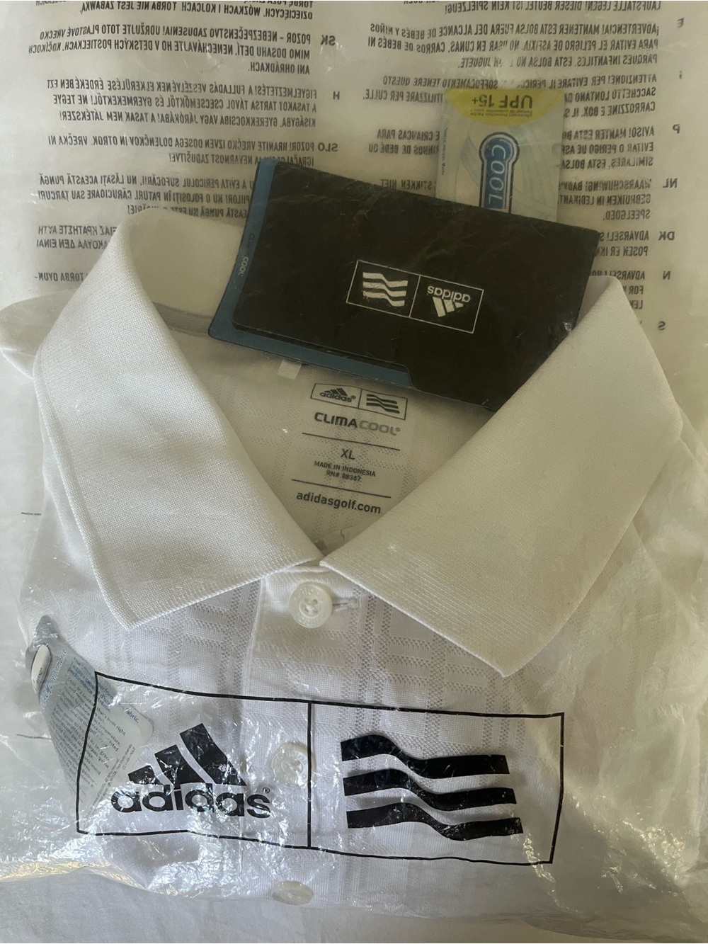 Adidas Men’s ClimaCool White Polo golf Shirt XL in original packaging